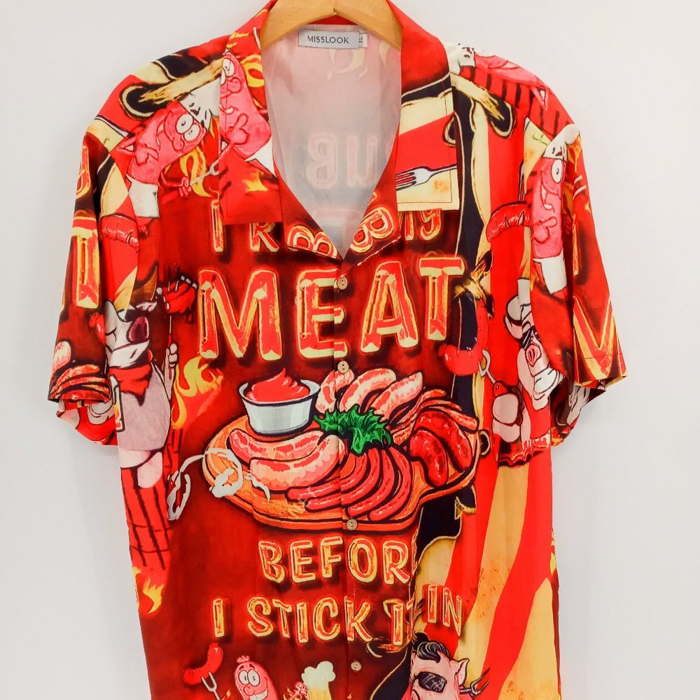 Button Down Graphic Knit Shirt